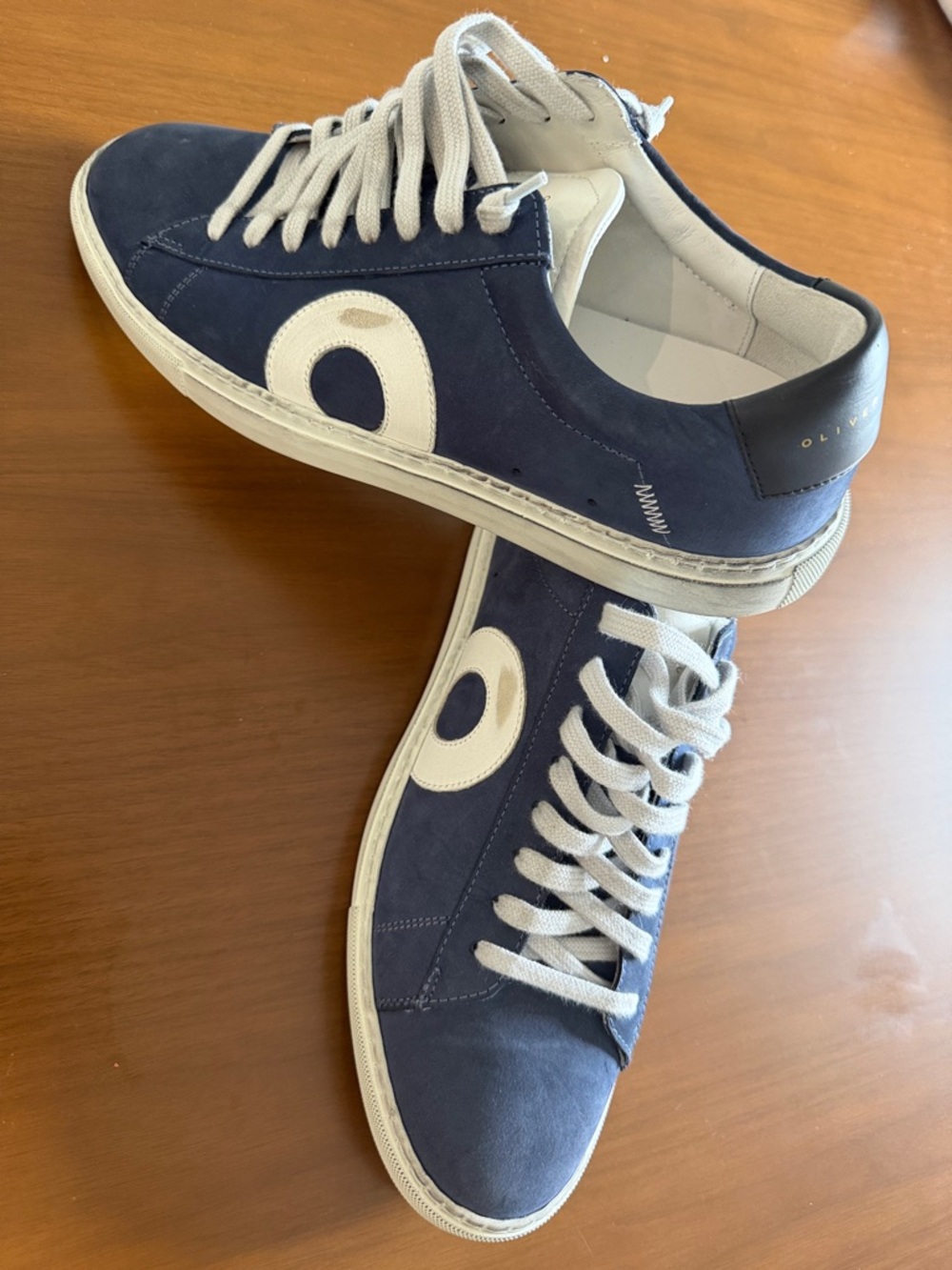 Oliver Cabell Low 1 Yale Navy Suede Low-Top Sneakers with White - worn once
